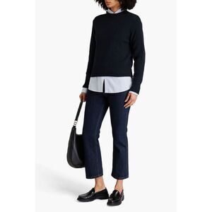 Vince Women's Midnight Blue Cotton Blend Mockneck Pullover Sweater Medium NWOT